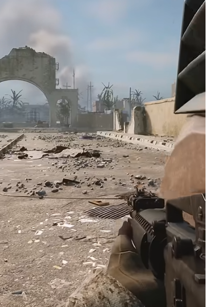 Videogioco Arma Reforger, esempio visivo per la comparazione con immagini di guerra.
